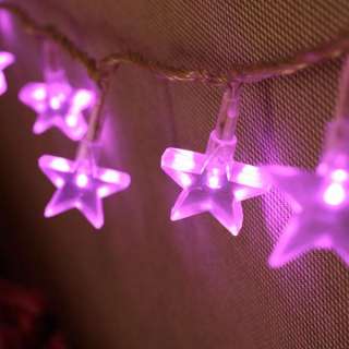 40 Pink LED Star Fairy Lights, Clear Cable, 3.2 Metres  