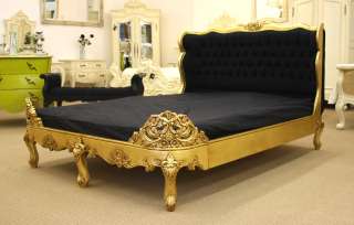 French Style Furniture Gold Upholstered Button Bed Kingsize opulent 
