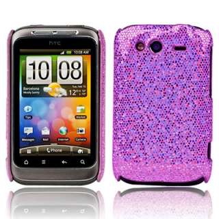 PURPLE BLING GLITTER HARD CASE COVER FOR HTC WILDFIRE S  