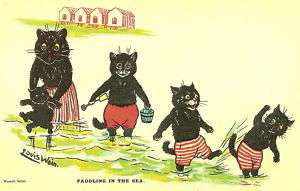 CATS PADDLING by Louis Wain MAYFAIR POSTCARDS of LONDON  