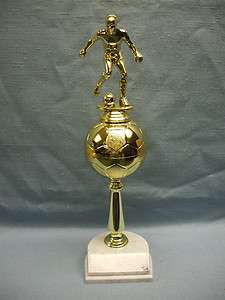 MALE SOCCER ball riser kicker award trophy  