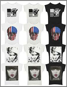   Printed T shirt Top Rihanna Jessie J MTV Ladies New sized 8 14  