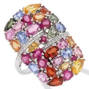 75ct Colors of Sapphire, Ruby and Diamond 10K White Gold Ring at 