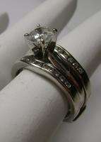14k WG White Gold .84ct tw Round Diamond Engagement & Wedding Ring Set 