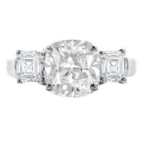40 Total Carat Cushion & Asscher Three Stone Diamond Engagement Ring 