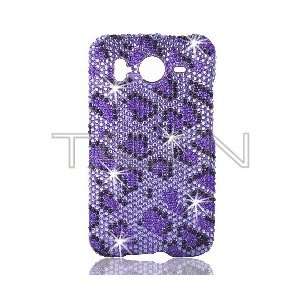  HTC Inspire 4G Full Diamond Bling Leopard   Purple Hard Case 