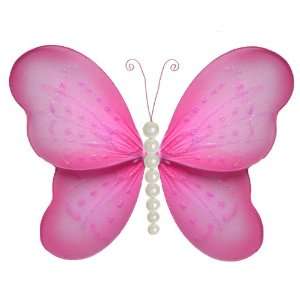  10 Dark Pink Pearl Butterfly nylon hanging ceiling wall 
