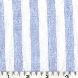  60 Wide Crinkle Sheeting Striped Light Blue/White Fabric 