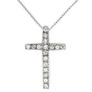   , Pave Cubic Zirconia Cross Pendant w/ Chain   18 inches Jewelry