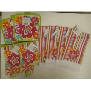  8 Piece Super Cute Bright Colored Retro Flower Kitchen 