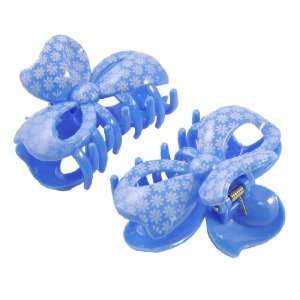   Pcs Floral Printed Plastic Hair Claws Clips Blue for Women Beauty