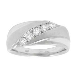    Mens 1/2 Carat Diamond 14k White Gold Wedding Ring Jewelry