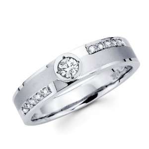  Mens Diamond Wedding Ring 14k White Gold Band (1/4 Carat 