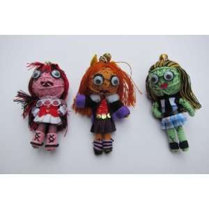 3 Monster High Students Set String Doll Keychain New 