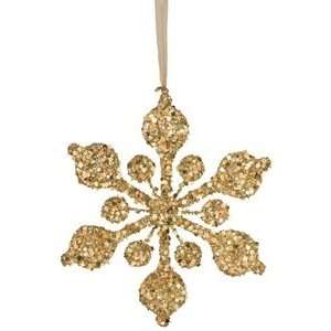   17 Gold Glitter Outdoor Snowflake Christmas Ornament