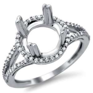    .40ct Round Diamond Semi Mount Setting Ring 14k White Gold Jewelry