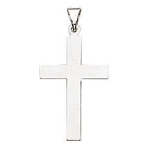 14kt White Gold Smooth Cross Pendant 39x25mm Jewelry