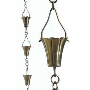   Stainless Fluted Cup Rain Chain Half Length Patio, Lawn & Garden