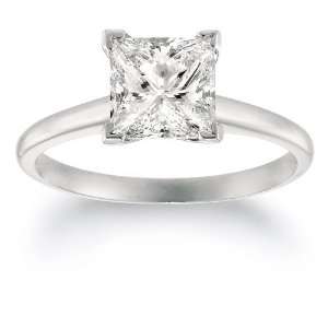   50 ct Princess Cut Diamond Solitaire Ring 14K White Gold Jewelry
