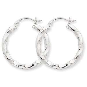  Twisted Hoop Earrings in 14k White Gold Jewelry