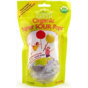 Yummy Earth Organic Lollipops Super SOUR 3 oz. bag (approximately 15 