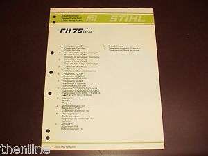 STIHL Hedge Trimmer Spare Parts List Manual FH 75 FH75  
