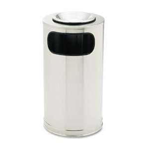  Ash/Trash Container, Large Side Open, 12 Gal Steel Liner, Stainless 