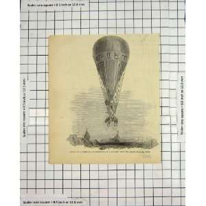  Antique Print 1850 Poiteven Horse Balloon Champ De Mars 