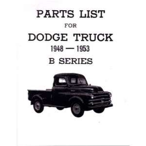  1948 1950 1951 1952 1953 DODGE TRUCK Parts Book List 