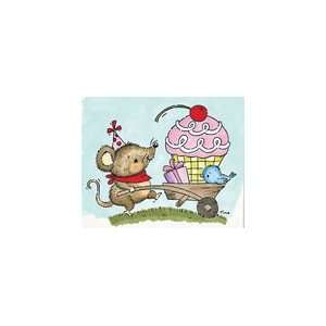   Clear Stamp Mouse Pushing Birthday Cart 3 1/3 Arts, Crafts & Sewing