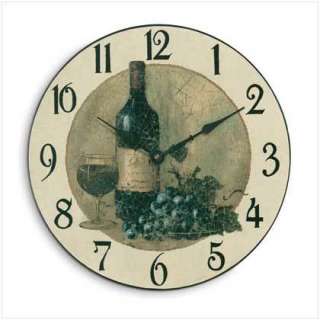 Wine and Grapes Wood Wall Clock Italian Wine Decor  