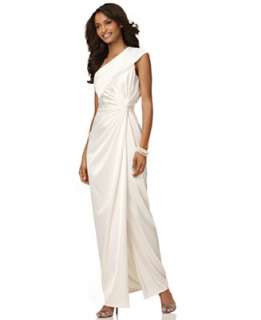 Adrianna Papell Dress, One Shoulder Draped Gown   Wedding Dresses 
