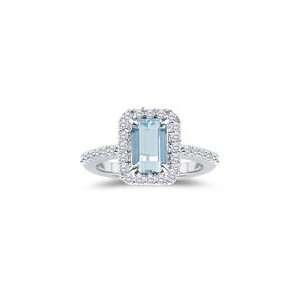   38 Cts Diamond & 0.80 Cts Aquamarine Ring in Platinum 3.5 Jewelry