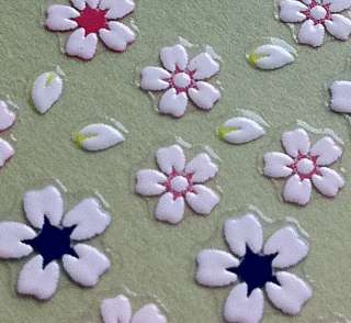 Nail Art 3D Sticker Pastel Color Cherry Flowers & Leaf 60+ pcs 