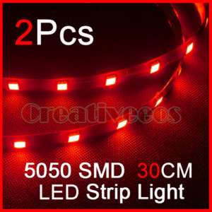 2x 30CM 5050 SMD CAR TRUCK FLEXIBLE STRIP LED LIGHT RED  