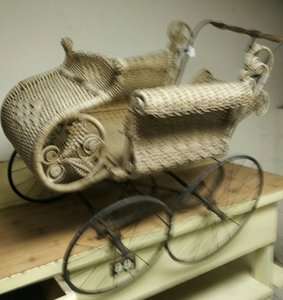 VICTORIAN WICKER BABY CARRIAGE  