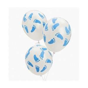    25 Baby Shower Party Blue Footprint Latex Balloons 11 Baby