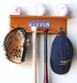 Baseballs, 2 Bats, Cap, and Glove Display Rack  