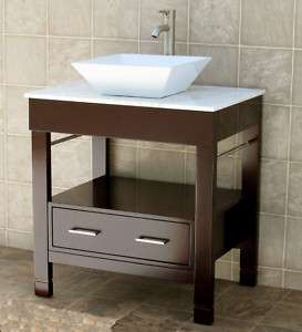 30 Bathroom Vanity Cabinet Marble Top Vessel Sink CG2  