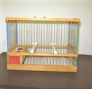 Small Training, Travel Bird Cage/Wood and Wire/ for Canaries and 