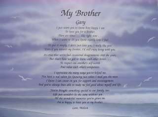PERSONALIZED POEM MY BROTHER BIRTHDAY OR CHRISTMAS GIFT  