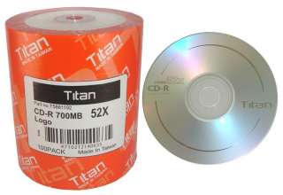 500 Titan Logo 52X CD R CDR Blank Disc Storage Media 80Min 700MB 