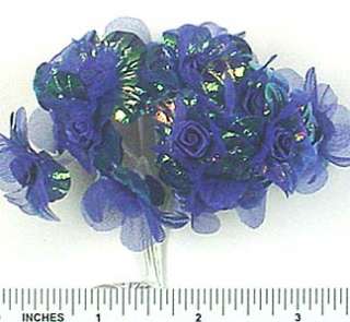 Royal Blue Iridescent Ribbon Rose Flowers Wedding  