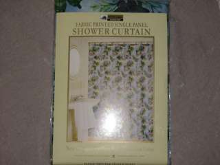 Printed Fabric Shower Curtain Purple Butterflies Blue Leaves Bath NEW 