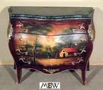Hand Painted French Bombe Chest Commode w/ Marble Top MBWENS211  