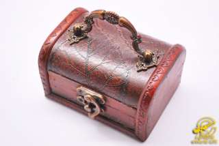 Mini Wooden Treasure Chest Wood Jewelry Box Storage Box  