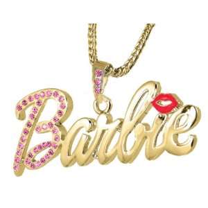 Nicki Minaj Barbie Gold Tone Pink Crystal Pendant Charm 24 