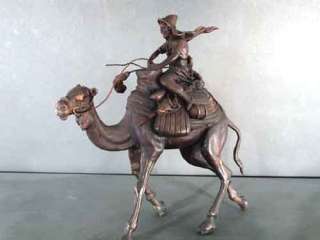 Bronze Arabian Knight On Camel Sculpture Figurine Art  
