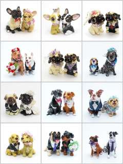 HAND PAINT DOGS SCULPT FIGURINES PUG CAKE TOPPER PURPLE  