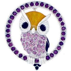    Amethyst Purple Owl Austrian Crystal Bird Pin Brooch Jewelry
